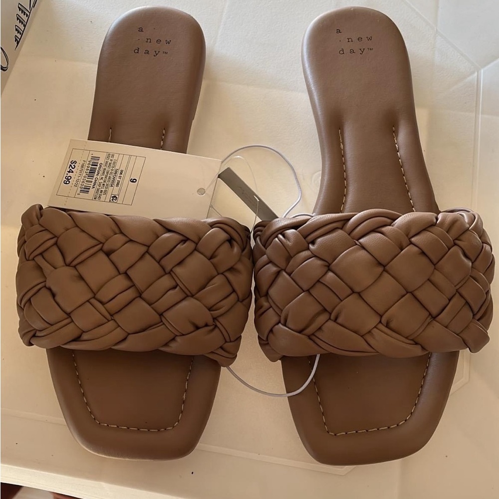 Braided slide on sandals